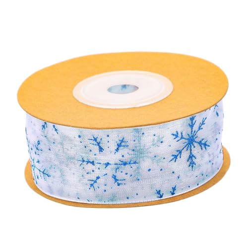 Veemoon Dekoratives Geschenkband Weihnachten Transparente Schneeflocken Drucke Hochwertiges DIY Ribbons für Blumen Kuchen und Festdekoration von Veemoon