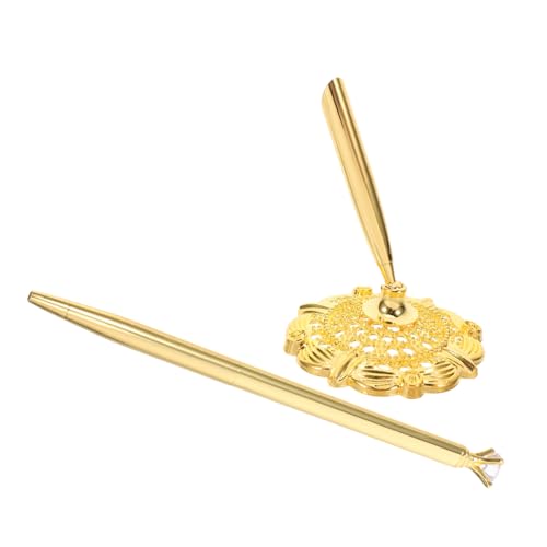 Veemoon Desktop-Thekenstift Geschäftskugelschreiber für Männer Tisch stehender Stift Hotelschreibstift Tischfester Stift Kugelschreiber für Hochzeitsgeschenke Bling-Stift Metall Golden von Veemoon