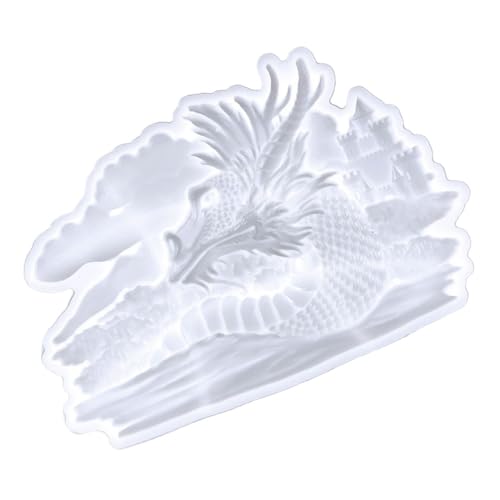 Veemoon Dragon Head Silikonform für Epoxidharz Flexibles Gießform für DIY Wanddeko Halbrunder Drachenkopf Langlebig und Einfach zu Entformen Weiß von Veemoon