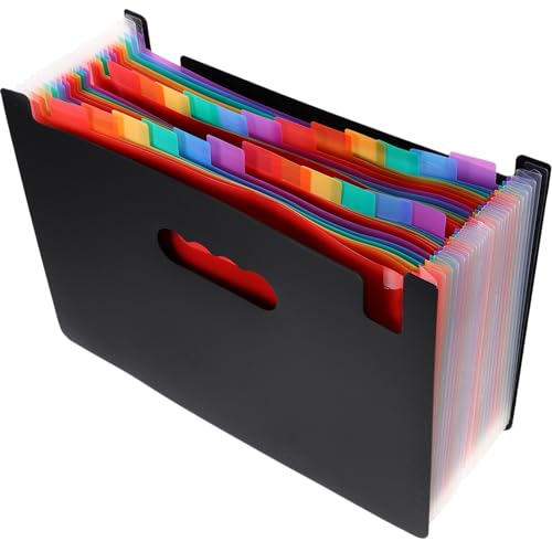 Veemoon Erweiterbarer Aktenordner im Accordion Design Datei Organizer für Effiziente Aufbewahrung von Dokumenten Schwarz Rainbow Fächer Leicht und Tragbar für Büro und Zuhause von Veemoon