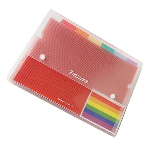 Veemoon Fächer Aktenordner mit Druckknöpfen Erweiterbarer Regenbogen organizer Tragbare Dokumententasche Strapazierfähige Plastikmappe für Büro Schule und Zuhause von Veemoon