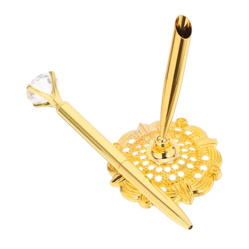 Veemoon Gegenstift Business-kugelschreiber Strassstift Stifte Für Hochzeitsbücher Füller Kristallstifte Bankschalter Stift Kugelschreiber Für Den Schreibtisch Desktop-stift Golden Metall von Veemoon