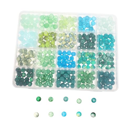 Veemoon Glasperlen Grün Fächer Großes Loch Rund Perlen für DIY Armbänder Halsketten Ohrringe Schmuckherstellung Frühling Sommer Zubehör von Veemoon