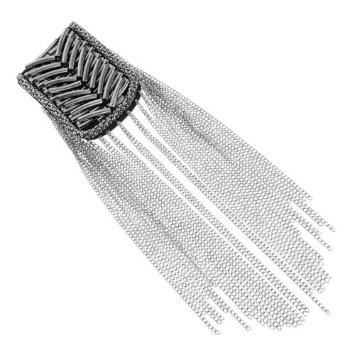 Veemoon Handgefertigte Perlen -Schulterstempel Fransen Schulterklappen Designer Schulterklappen Anzug Dekoration Anzug Accessoires Männer Schulterklappen mit Strassquaste Flanell Silver von Veemoon