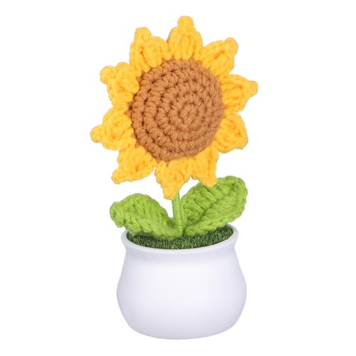Veemoon Handgefertigte Sonnenblumen Häkelblumen im Topf Kunstpflanzen für Büro Auto und Dekoration Hochwertige Strickblumen für Stilvolle im Veemoon Handgefertigte Sonnenblumen Häkelblumen im Topf Kunstpflanzen für Büro Auto und Dekoration Hochwertige Strickblumen für Stilvolle im von Veemoon