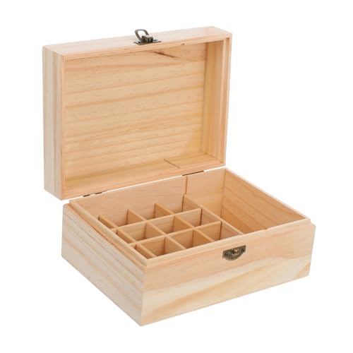 Veemoon Holz Aufbewahrungsbox Für Ätherische Öle Organizer Mit Holzgitter Fächer Für Duftöle Eleganter Praktischer Aufbewahrungskoffer Für Aromatherapie Für Frauen von Veemoon