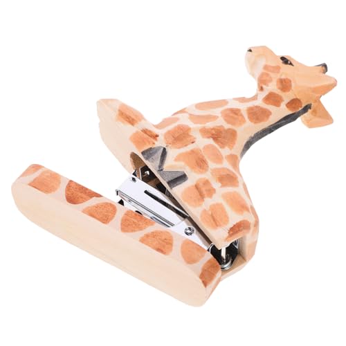 Veemoon Holz Tierhefter Giraffenform Kreativer Langlebiger Büro Hefter aus Holz und Praktische Desktop Dekoration Stabiles Papierheftgerät für Dokumente und Schreibtisch Zubehör von Veemoon