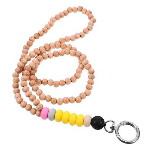 Veemoon Holzperlen Lanyard Für Ausweis Schlüssel Bead Lanyard Schnur Stilvolle Kette Für Damen Ausweis Lanyard Mit Halter Modisches Accessoire Farbe von Veemoon