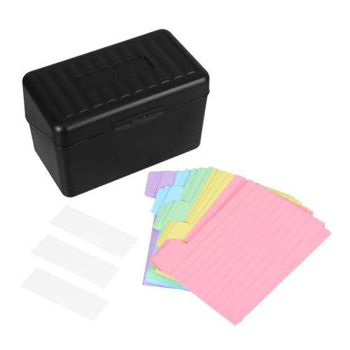 Veemoon Indexkarten organizer mit Trennblättern und Aufklebern Robuster Notizkartenbox mit Deckel Schwarzer Karteikasten für Lernkarten Rezept Flashcard aufbewahrung Leicht und Stabil von Veemoon