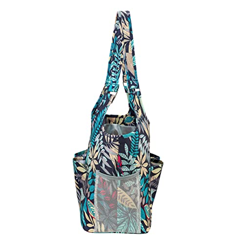 Veemoon Moderne Garntasche Oxford Stilvolles Aufbewahrungstool mit Blätterdesign für Strick und Häkelprojekte für Reisen und Bastelarbeiten von Veemoon