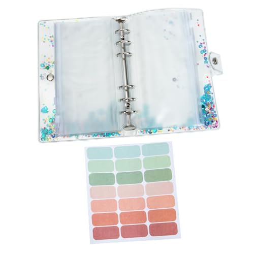 Veemoon Multi Funktionaler Ringbuch Ordner mit Transparentem PVC Umschlag Blaues Budget Notizbuch mit Reißverschlussfach Kartenfächer Doppeltasche und Etiketten für Haushaltsbuch und von Veemoon