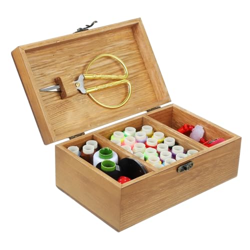 Veemoon Nähset Vintage Holzbox Kompaktes Leichtes Nähzubehör für Anfänger und Profis Praktisches Nadel und Garn Toolkit für Heimreparaturen und Unterwegs Veemoon Nähset Vintage Holzbox Kompaktes Leichtes Nähzubehör für Anfänger und Profis Praktisches Nadel und Garn Toolkit für Heimreparaturen und Unterwegs von Veemoon