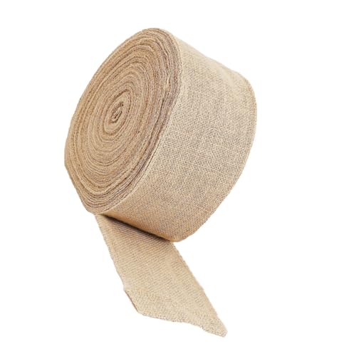 Veemoon Natürliche Jute Burlap Band Breit mit Abgekettelten Kanten Langlebiges Sackleinen Band für Rustikale Geschenkverpackung DIY Blumensträuße Hochzeits Partydekorationen von Veemoon