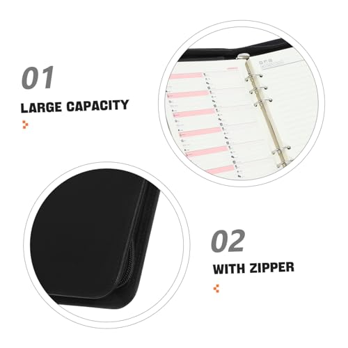Veemoon PU Leder Binder mit Reißverschluss Business Portfolio Organizer mit Ringmechanik für Dokumente Budgetplaner Checkbuch für Büro und Meetings Schwarze Mappe Veemoon PU Leder Binder mit Reißverschluss Business Portfolio Organizer mit Ringmechanik für Dokumente Budgetplaner Checkbuch für Büro und Meetings Schwarze Mappe von Veemoon