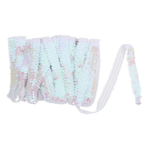 Veemoon Pailletten -Elastizitätsbande Metallic-Paillettenbesatz elastische Stretch-Stirnbänder Paillettenband zum Basteln Stirnbänder für Frauen Gummiband mit Pailletten Nylon-Polyester von Veemoon