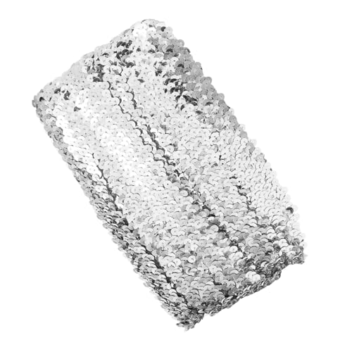 Veemoon Paillettenbesatz Elastische Dekoband für DIY Kleidung Vorhang und Stoffverarbeitung Silberne Glitzerkante für Accessoires und Projekte von Veemoon