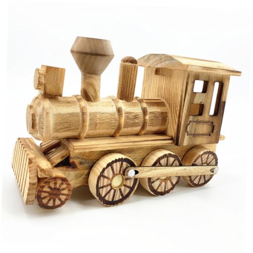 Veemoon Retro Holzmodell Lokomotive aus Holz Holzornament für Jungen Nachhaltige Holzeisenbahn Dekoration Umweltfreundliches Holzspielzeug Geschenkidee für Kinderzimmer von Veemoon