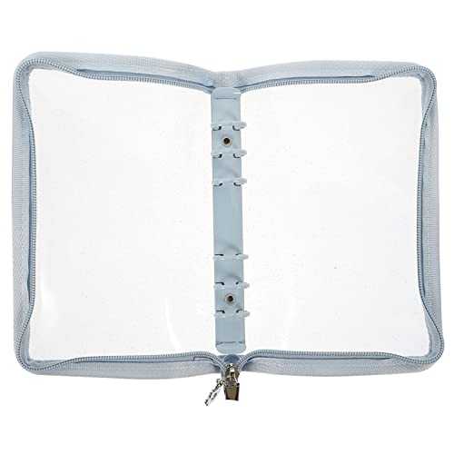Veemoon Ringbuch Hülle Zipper Cover in Nebelblau Transparent Leicht Sicherer Verschluss für Büro Schule Reise Praktische Aufbewahrung für Lose von Veemoon