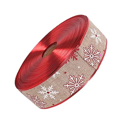 Veemoon Rustikales Weihnachtsband Grosgrain - Kabelgebundenes Leinwandband Für - Kränze Und Bögen Mit Schneeflocken Muster Perfekte Dekoration Für Die Feiertage von Veemoon