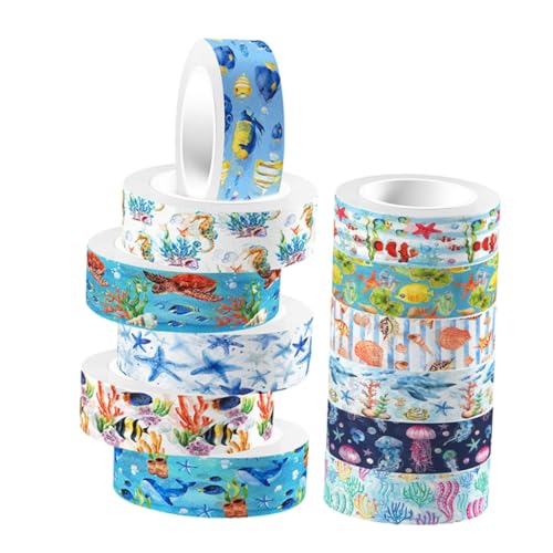 Veemoon Satz nautisches Washi-Tape Blau Aufkleber für Szene Scrapbooking Pastell Journaling Papierhandwerk Sammelalbum thematisiert Abdeckband Kunsthandwerk Klebeband von Veemoon