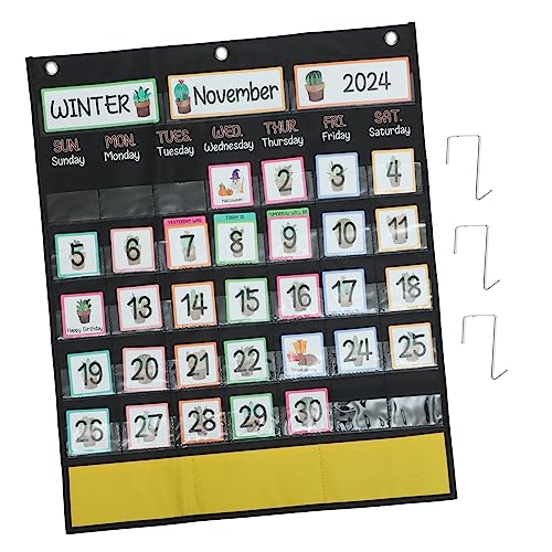 Veemoon Schul-familien-wochenkalender-hängetasche Kalender Klassenzimmer Kindergartenkalender Klassenkalender-diagramm Vorschulkalender Für Das Klassenzimmer Kinderkalender Polyester Black von Veemoon