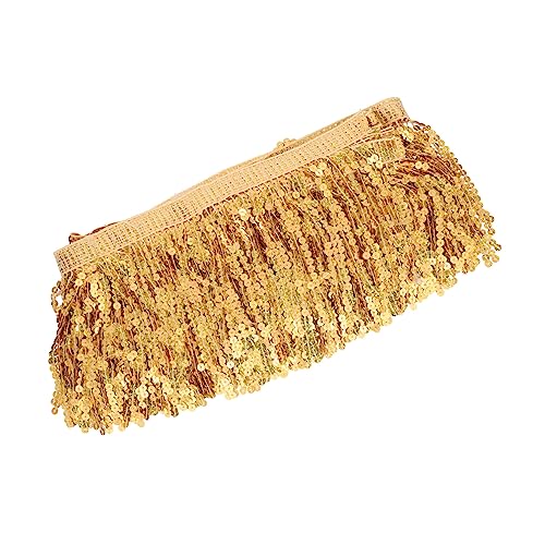 Veemoon Sequin Tassel Trim Lang Paillettenborte Gold Breit Für Latein tanzkostüme DIY Nähzubehör Partydeko Bühne Kleidung Verzierung von Veemoon