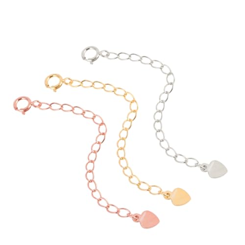 Veemoon Sterling Silber Schmuckverlängerung Herzform Armband Kettenverlängerer für Damen Halskette Fußkette in Gold Silber Roségold Zubehör für Schmuckherstellung Veemoon Sterling Silber Schmuckverlängerung Herzform Armband Kettenverlängerer für Damen Halskette Fußkette in Gold Silber Roségold Zubehör für Schmuckherstellung von Veemoon