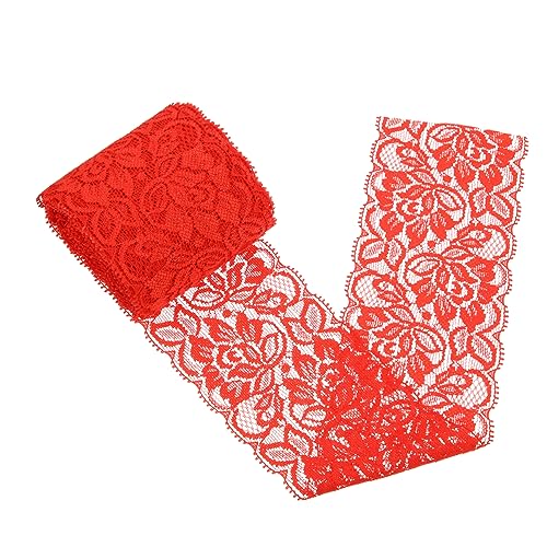Veemoon Stretch-Spitze Schnürsenkel dehnbares Spitzenband Spitzenkante Dekorativ für hochzeitsdekoration wedding decoration kleidung Spitzenbesatz elastischer Nähbesatz Spandex-Garn rot von Veemoon