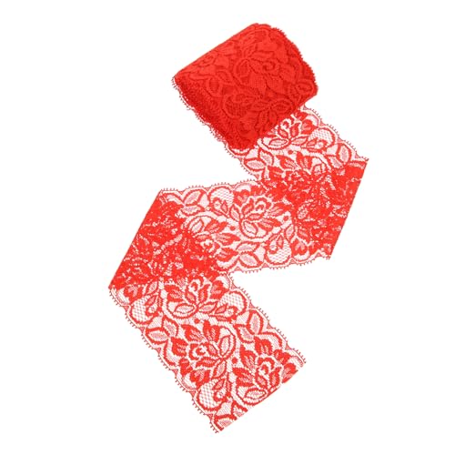 Veemoon Stretch-spitze Elastischer Nähbesatz Dehnbar Spitzenkleidung Trimmen Breite Elastische Nähspitze Stickerei Spitzenbesatz Schleife Spitzenband Aus Stoff Dekorativ Rot Spandex-garn von Veemoon