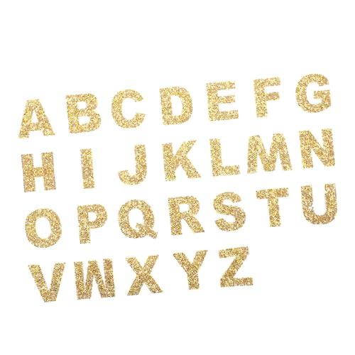 Veemoon Teiliges Bügelbare Strass Applikationen Alphabet Patches mit Stickerei Goldfarbene DIY Aufnäher für Kleidung Taschen Hüte Umweltfreundlich Langlebig Textildeko von Veemoon