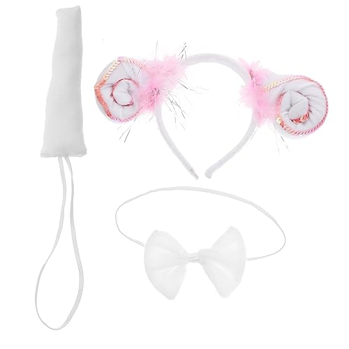 Veemoon Tierkostüm Schaf Ohren Stirnband mit Glitzer Schleife und Leichtes Halloween Cosplay Zubehör für Party Aufführung und Verkleidung Rosa Glitzernd Bequem und Langlebig von Veemoon