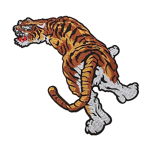 Veemoon Tiger Stickerei Patch DIY Applikation für Kleidung Große Tiermotiv Dekoration Einfach zu Nähen Hochwertiger für Kreative Nähprojekte von Veemoon