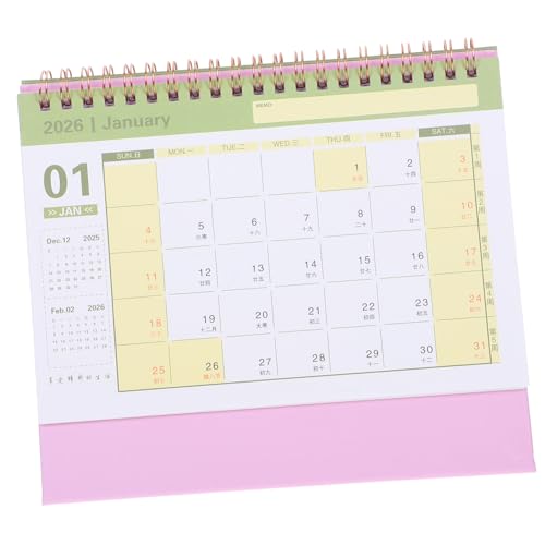 Veemoon Tischkalender Mittlere Stehender Flip Desktop Kalender mit Doppeldrahtbindung Tagesplaner und Notizblock für Büro Schule Zuhause Rosa von Veemoon