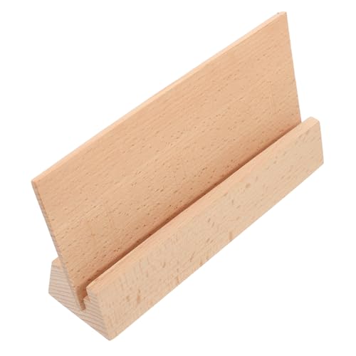 Veemoon Tischkalenderbasis aus Holz Visitenkarten-Notizclip Tischplatte mit Fotoclip Holzschildhalter Halter für Büroklammern Spielkartenhalter für Senioren Desktop-Memohalter Beige von Veemoon