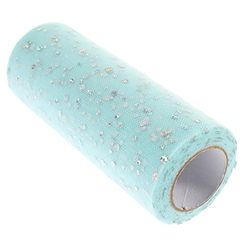 Veemoon Tüllstoffrolle mit Glitzer Pailletten Langlebiger Tüll für DIY Basteln Geschenkverpackung Hochzeitsdeko Tisch und Blumenarrangements Blau von Veemoon