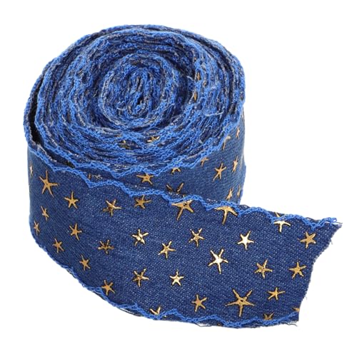 Veemoon Vintage Jeansband mit Blumenbordüre Texturiertes Polyester Stern Breit Handgefertigtes Stoffband für DIY Kleidung Haaraccessoires und Bastelgeschenke von Veemoon