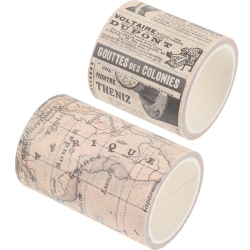 Veemoon Vintage Washi Tape 2 Rollen Selbstgemacht Papierklebeband für Scrapbooking Dekoratives Klebeband in 10cm Breite Flexibel und Einfach Abreißbar für Kreative Projekte von Veemoon