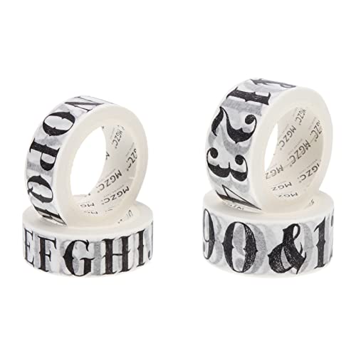 Veemoon Vintage Washi Tape Satz 4 Rollen Selbstklebende Buchstaben Zahlen Aufkleber Dekoratives Selbstgemacht Klebeband für Scrapbooking Bastelbedarf Planer Zubehör von Veemoon