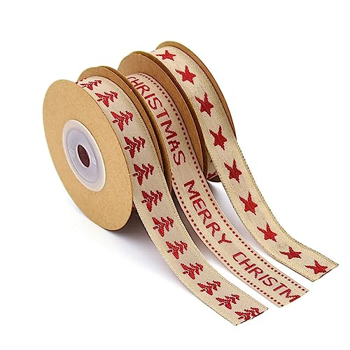Veemoon Weihnachtsband Baumwolle Und Leinen Für Festliche Geschenkverpackungen DIY Dekoration Für Weihnachten Geschenkbänder Frohe Weihnachten Design von Veemoon