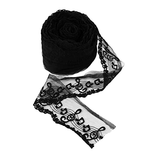 Veemoon Yards Schwarzes Musiksymbol Spitzenband DIY Zubehör für Nähprojekte Dekorative Stoffe für Kleidung und Handwerk für Kreative Designs und Accessoires von Veemoon
