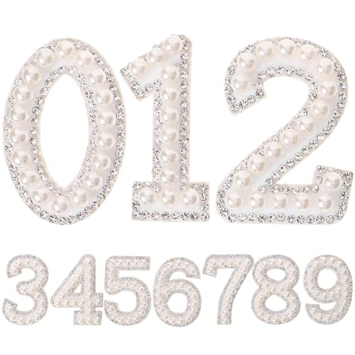Veemoon Zahlenaufnäher, 1 Set mit 0–9 Zahlen, Perlen, Strass, Eisen für Brautkleid, Brautjungfer, Kleid, Mädchen, Kleidung, Schuhe, Hut, Tasche, Kunsthandwerk Veemoon Zahlenaufnäher, 1 Set mit 0–9 Zahlen, Perlen, Strass, Eisen für Brautkleid, Brautjungfer, Kleid, Mädchen, Kleidung, Schuhe, Hut, Tasche, Kunsthandwerk von Veemoon