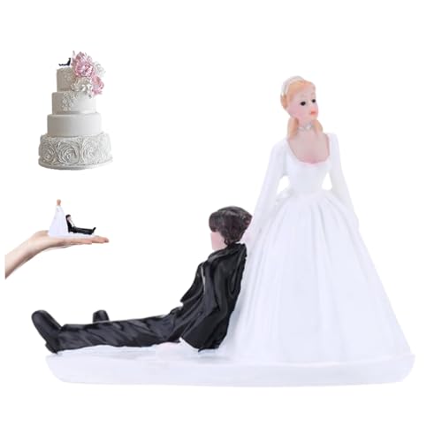 Braut- und Bräutigam-Kuchenaufsatz Kunstharz lustige künstliche Hochzeitstortenaufsätze niedlicher Cartoon lebensechte Simulation dekorative Figur von Veesper