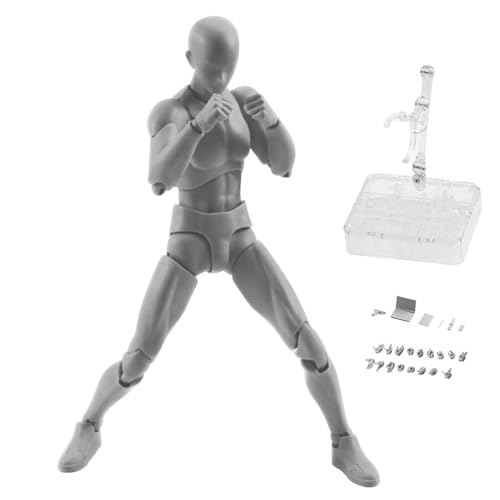 Mini Action Figur bewegliche Gesten PVC Leichtes Modell steht Puppenkörper-Chan-Set mit Sockelunterstützung für das Skizzieren Malerei Zeichnen männlich von Veesper