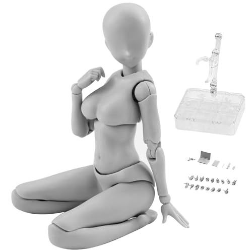 Veesper Mini Action Figur bewegliche Gesten PVC Leichtes Modell Stands Puppenkörper-Chan-Set mit Sockelunterstützung für das Skizzieren, Malen, Zeichnen von Frauen von Veesper