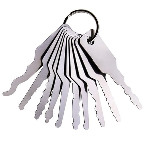 Veesper Vintage Edelstahl -Lock -Pick -Set, Kammzähne Multifunktionales Schloss Picking -Kit für die Eröffnung von Not -Türen, tragbares Werkzeug für Feuerwehrleute und Rettung von Veesper