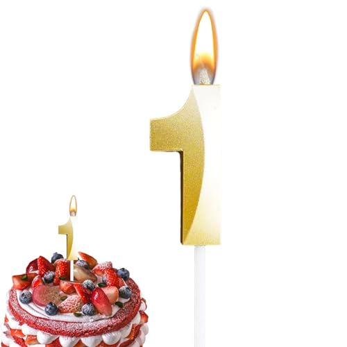 Veeteah Kuchen-Zahlenkerzen,Zahlen-Geburtstagskerzen für Kuchen,Nummer 0 bis 9 Cake Topper Geburtstagskerzen - Party rauchfreie goldene Zahlen für Geburtstag, Hochzeit, Jahrestag von Veeteah