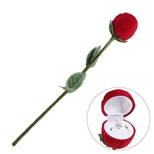 Veewon 1pcs Neuheit-rote Rosen-Blume Samt Ringe Schmuckschatulle Valentinstag Geschenkbox Hochzeit Gehäuse von Veewon