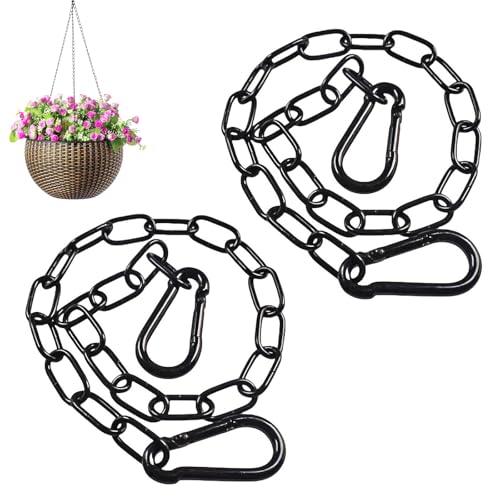 2 Stück Edelstahlkette Kette mit Karabiner, 60cm Stahlkette 3mm Ketten Glieder, 40 kg Maximalbelastung, Edelstahl Gliederkette für Zauntore, Käfigtore Haustiere, Gartentore (Schwarz) von Veftsvy