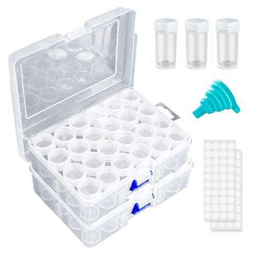 Aufbewahrungsbox mit 24 Fächern, transparente Kunststoffperlen, Aufbewahrungsboxen für Diamantkunst, mit Blattaufklebern und Trichter, Diamantmalerei-Aufbewahrungsbox, Zubehör für kleine Gegenstände, Aufbewahrungsbox mit 24 Fächern, transparente Kunststoffperlen, Aufbewahrungsboxen für Diamantkunst, mit Blattaufklebern und Trichter, Diamantmalerei-Aufbewahrungsbox, Zubehör für kleine Gegenstände, von Vegena