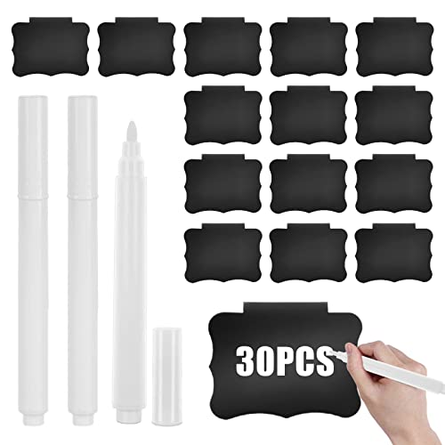 Vegena 30 Stücke Etikettenhalter, Korb Etiketten Clip, Abnehmbare Clips Etiketten mit 3 Whiteboard-Stift, Label Halter für Körbe Aufbewahrungsbehälter Organisationsbox, PVC Etikettenhalter für Regal von Vegena